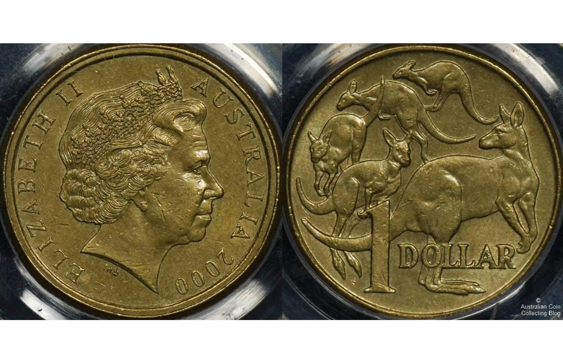 2000 Australia $1 coin with double rim